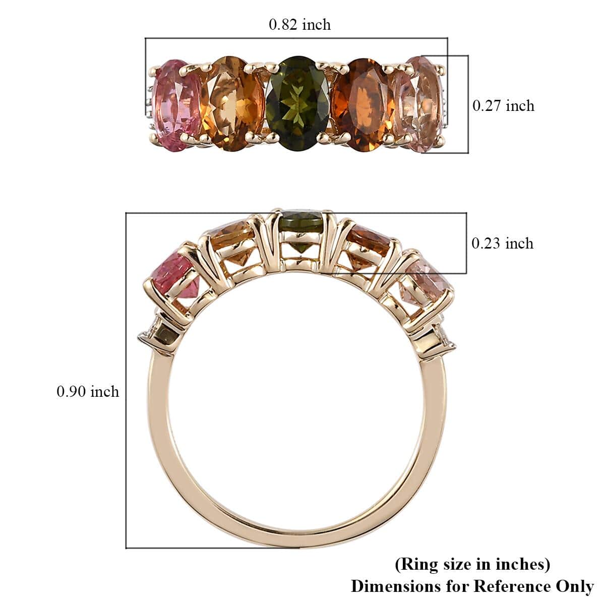 LUXORO 10K Yellow Gold Premium Multi-Tourmaline and Diamond Accent Ring (Size 10.0) 2.30 ctw image number 5