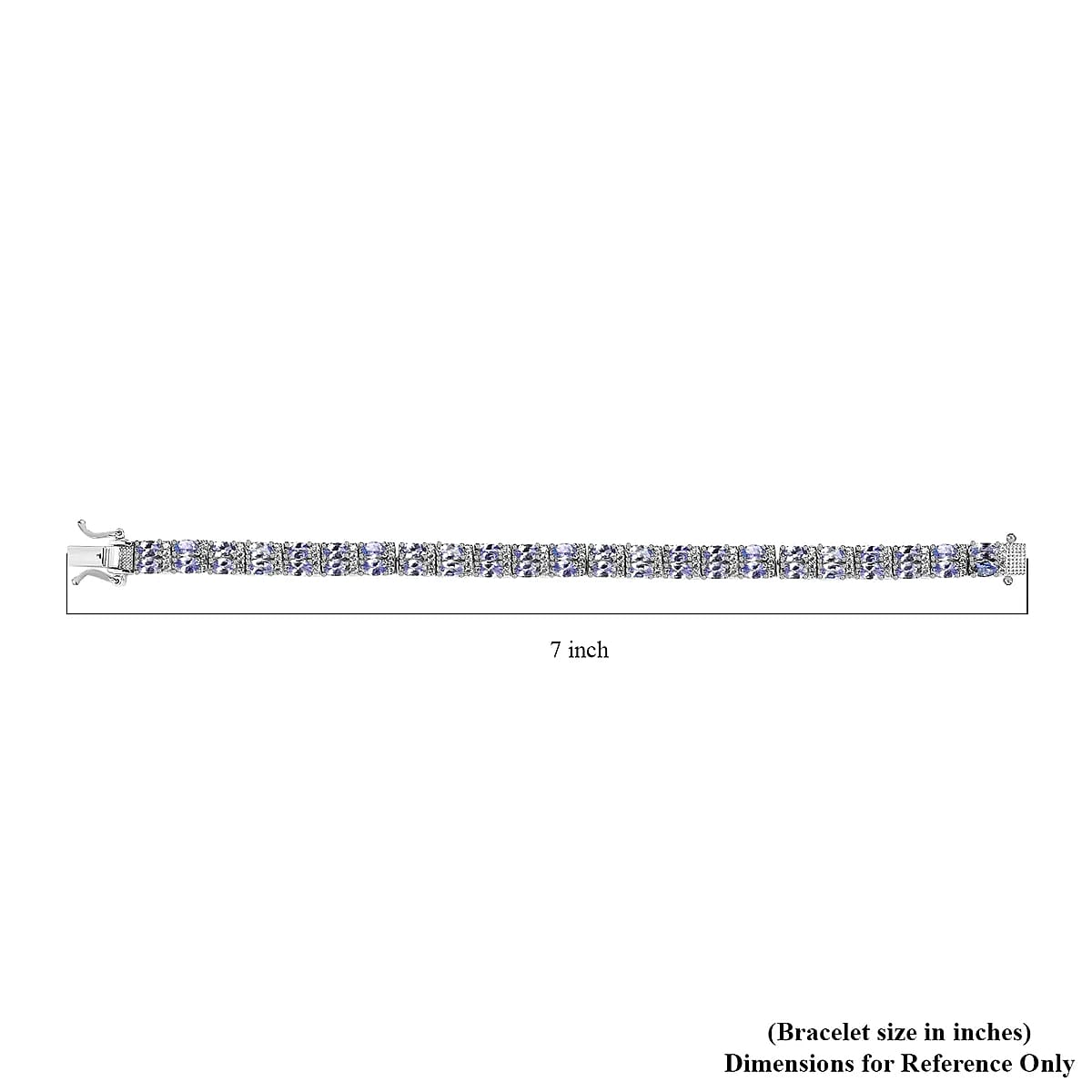 Tanzanite and Natural White Zircon Double Row Tennis Bracelet in Platinum Over Sterling Silver (6.50 In) 13.40 Grams 12.25 ctw