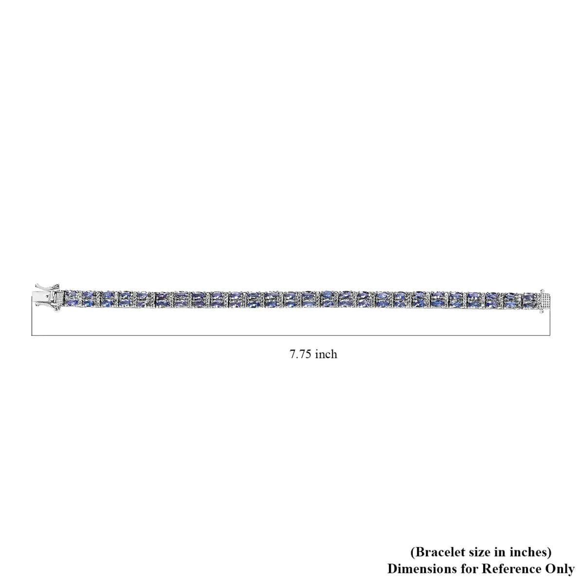 Tanzanite, White Zircon Double Row Bracelet in Platinum Over Sterling Silver, Silver Tennis Bracelet (7.25 In) 13.80 ctw image number 5