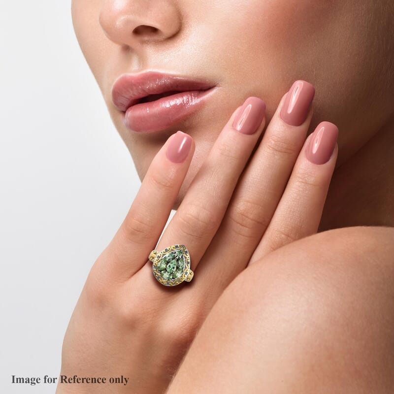 Merelani Mint Garnet Ring in Vermeil Yellow Gold and Platinum Over Sterling Silver (Size 10.0) 1.75 ctw