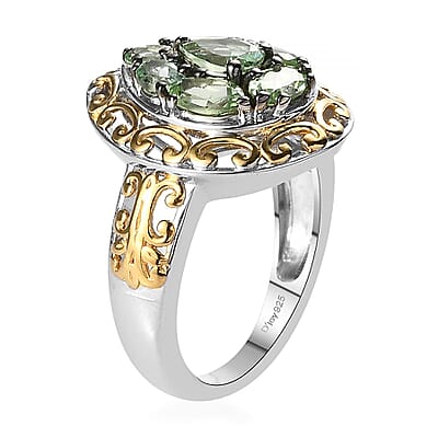 Merelani Mint Garnet Ring in Vermeil Yellow Gold and Platinum Over Sterling Silver (Size 10.0) 1.75 ctw