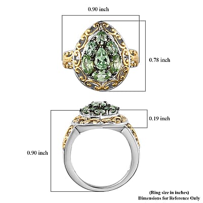 Merelani Mint Garnet Ring in Vermeil Yellow Gold and Platinum Over Sterling Silver (Size 10.0) 1.75 ctw