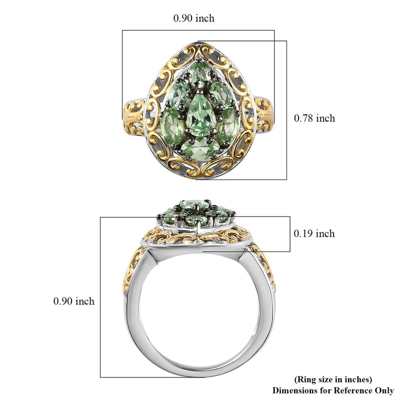 Merelani Mint Garnet Ring in Vermeil Yellow Gold and Platinum Over Sterling Silver (Size 10.0) 1.75 ctw