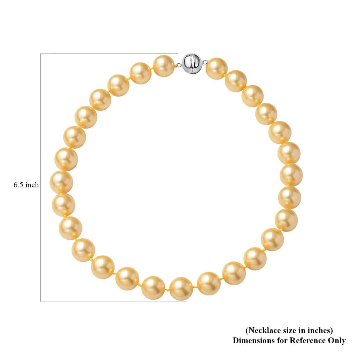 Golden Color Shell Pearl Necklace, 15-17mm Shell Pearl Beaded Necklace, 20 Inch Rhodium Over Sterling Silver Necklace image number 3