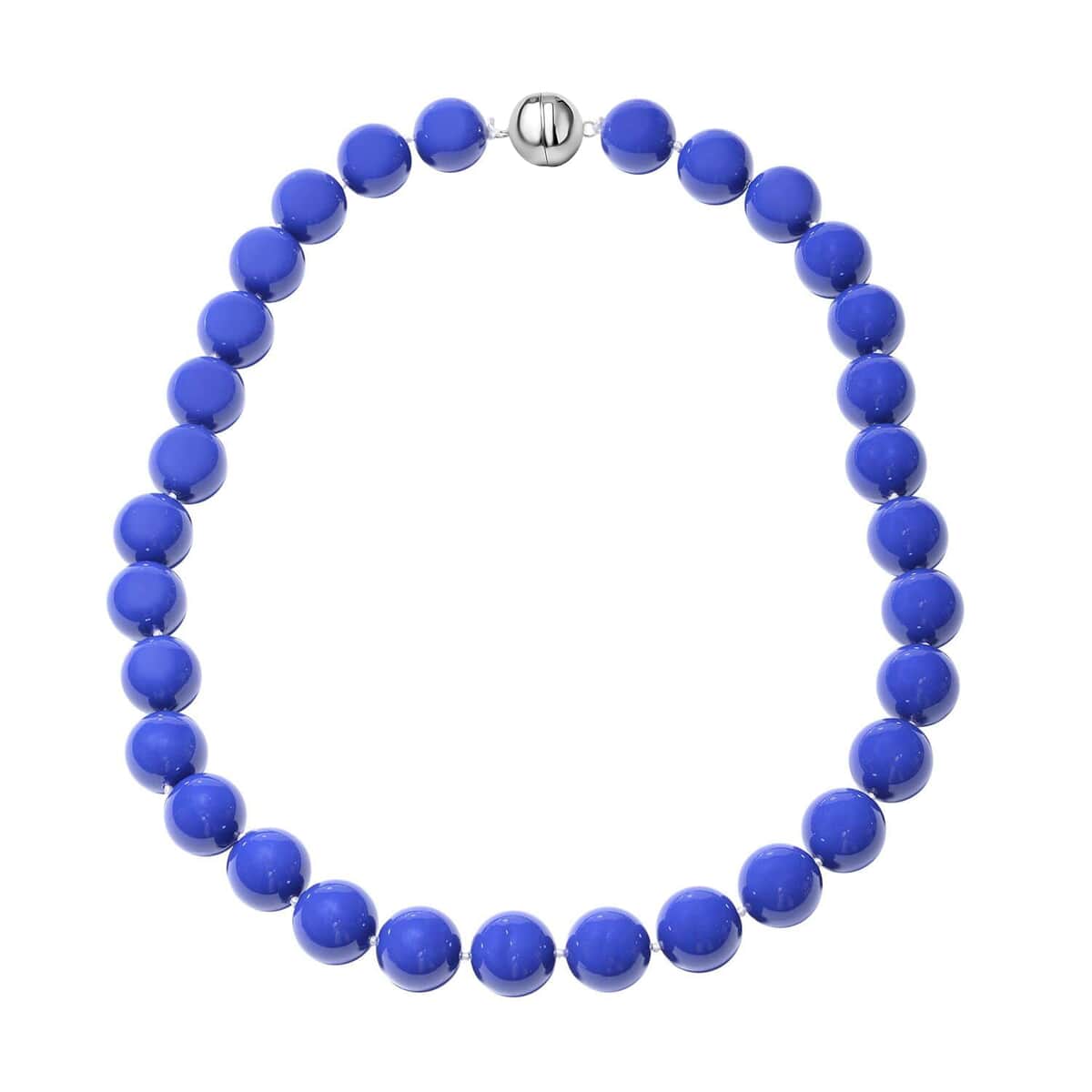 Tanzanite Color Shell Pearl Necklace, 15-17mm Shell Pearl Beaded Necklace, 20 Inch Rhodium Over Sterling Silver Necklace image number 0