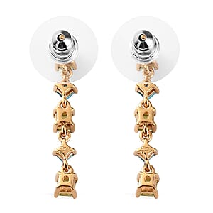 Arizona Peridot and Malgache Neon Apatite Dangle Earrings in Vermeil Yellow Gold Over Sterling Silver 1.35 ctw