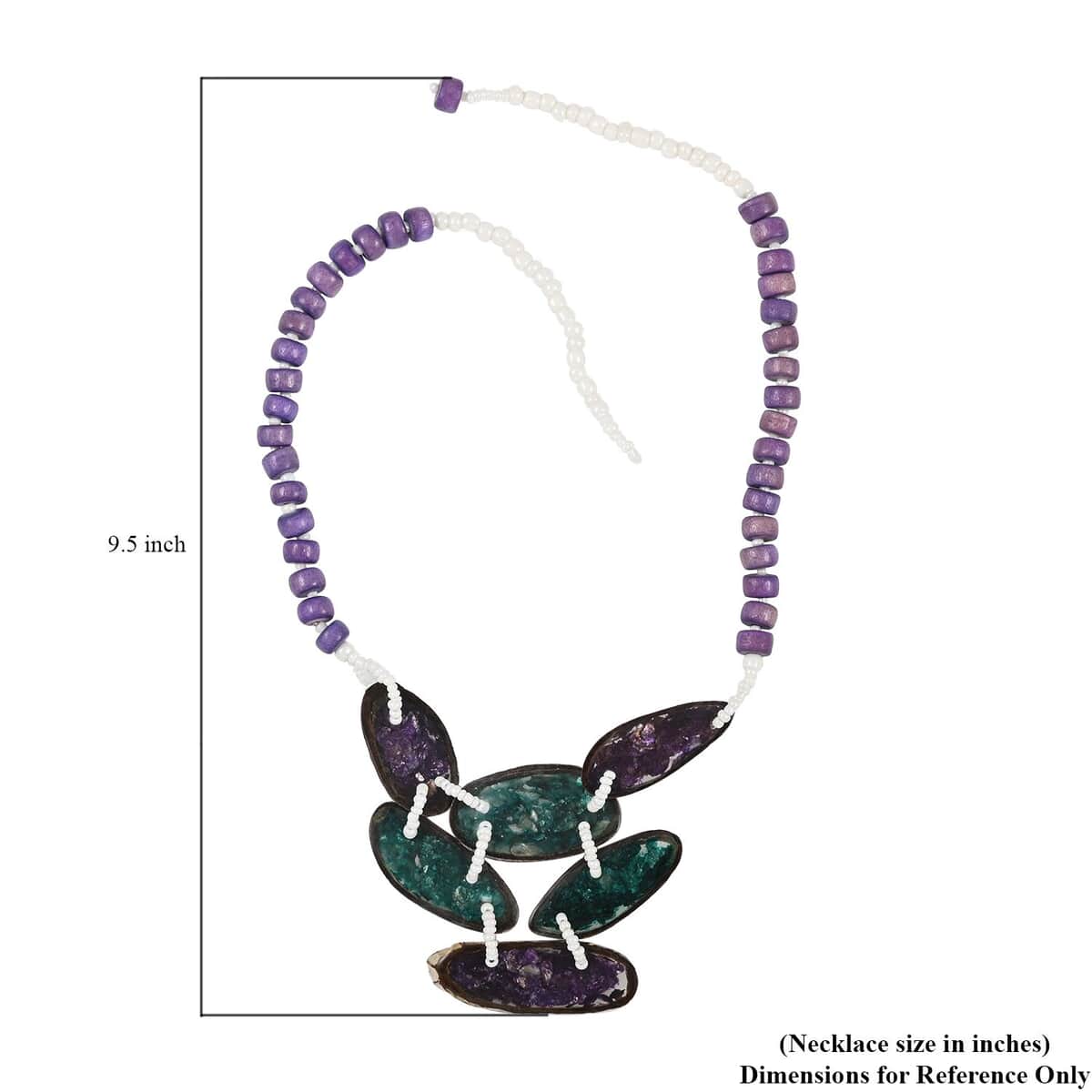 Purple Color Beaded, Shell and Resin Necklace (21 Inches) 60.00 ctw image number 4