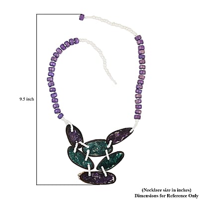 Purple Color Beaded, Shell and Resin Necklace (21 Inches) 60.00 ctw