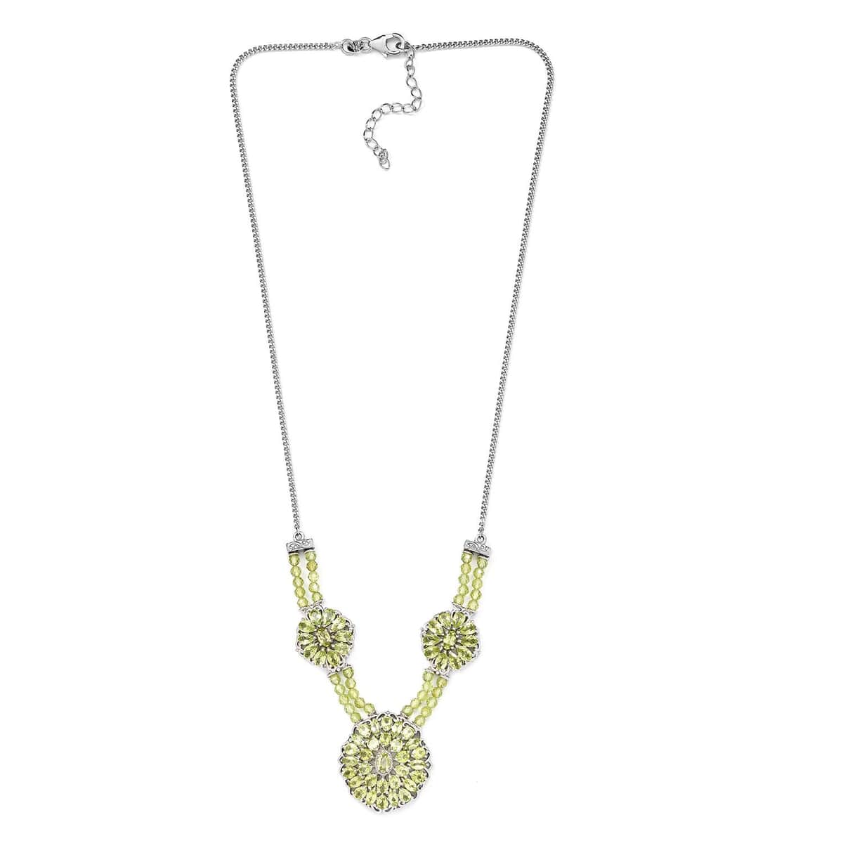 Arizona Peridot and Peridot Beaded Cocktail Necklace 18 Inches in Platinum Over Sterling Silver 17.85 ctw image number 3