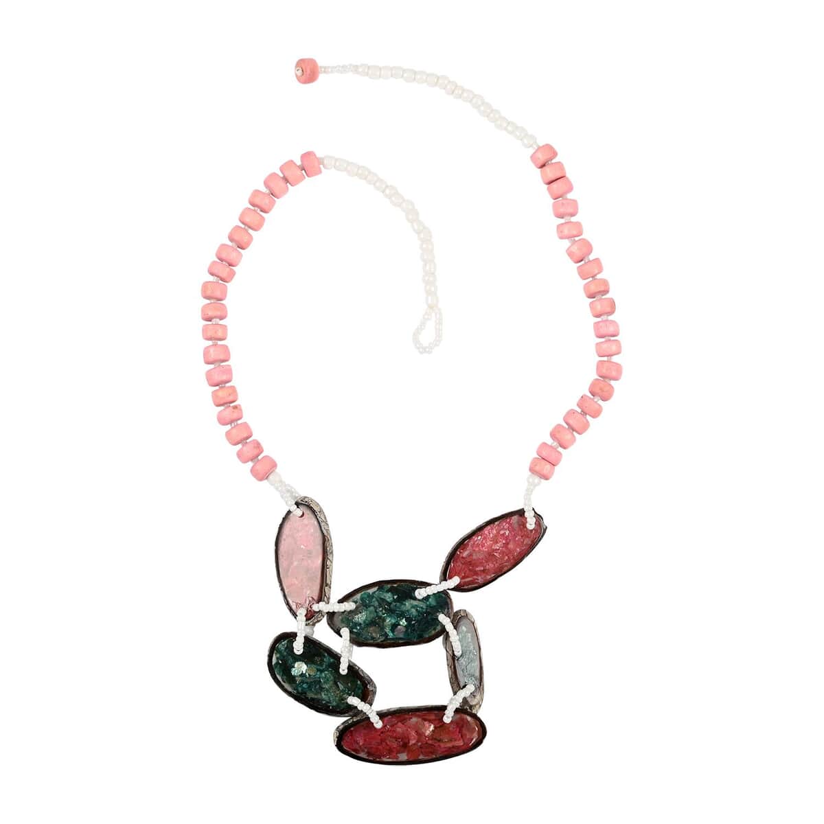 Pink Color Beaded, Shell and Resin Necklace (21 Inches) 60.00 ctw image number 0