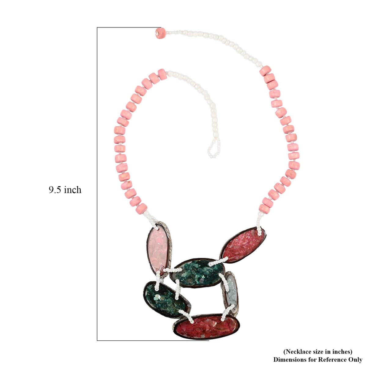 Pink Color Beaded, Shell and Resin Necklace (21 Inches) 60.00 ctw image number 4