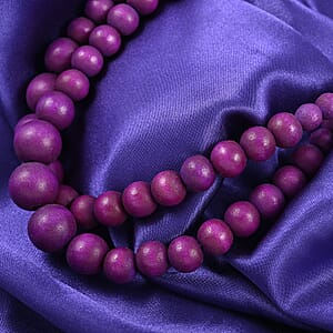 Purple Color Wooden Beaded Double Row Necklace (18-20 Inches) in Stainless Steel , Tarnish-Free, Waterproof, Sweat Proof Jewelry