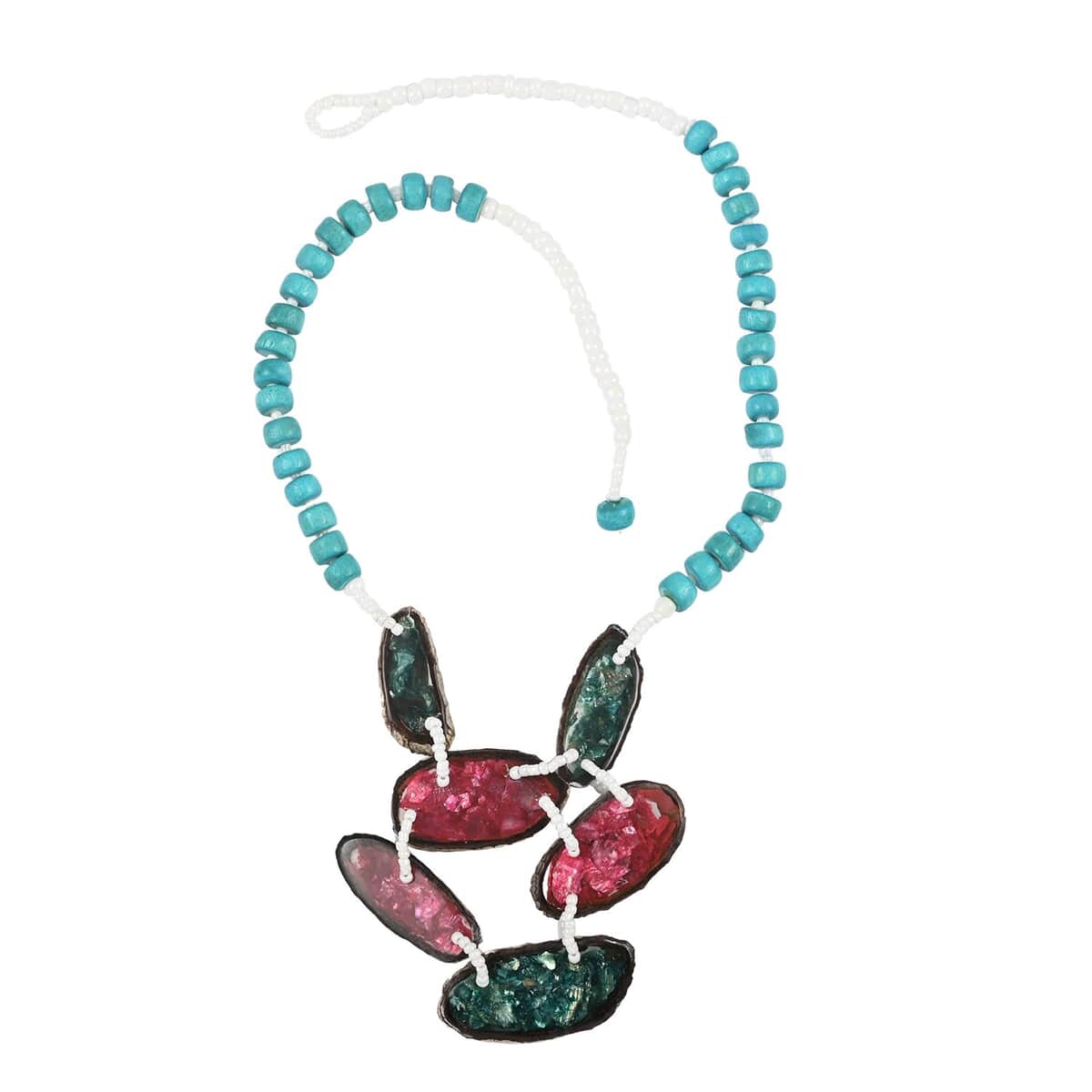 Turquoise Color Beaded, Shell and Resin Necklace (21 Inches) 60.00 ctw image number 0