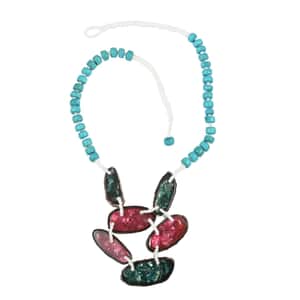 Turquoise Color Beaded, Shell and Resin Necklace (21 Inches) 60.00 ctw