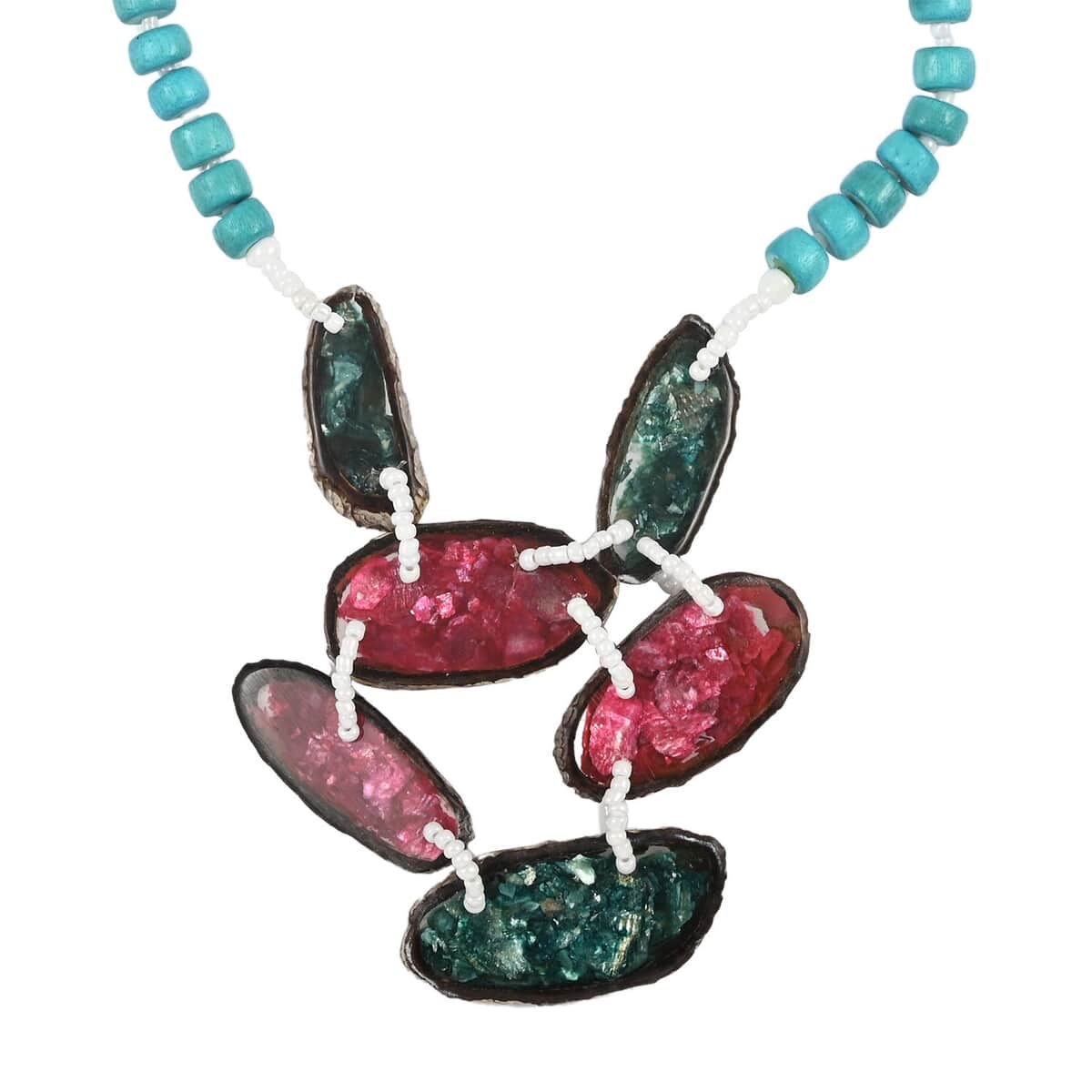 Turquoise Color Beaded, Shell and Resin Necklace (21 Inches) 60.00 ctw image number 2