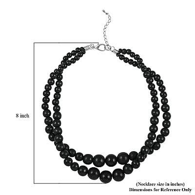 Black Color Wooden Beaded Double Row Necklace (18-20 Inches) in Stainless Steel , Tarnish-Free, Waterproof, Sweat Proof Jewelry