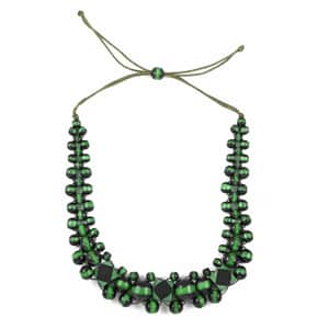 Green Color Wooden Beaded Necklace 25-32 Inches