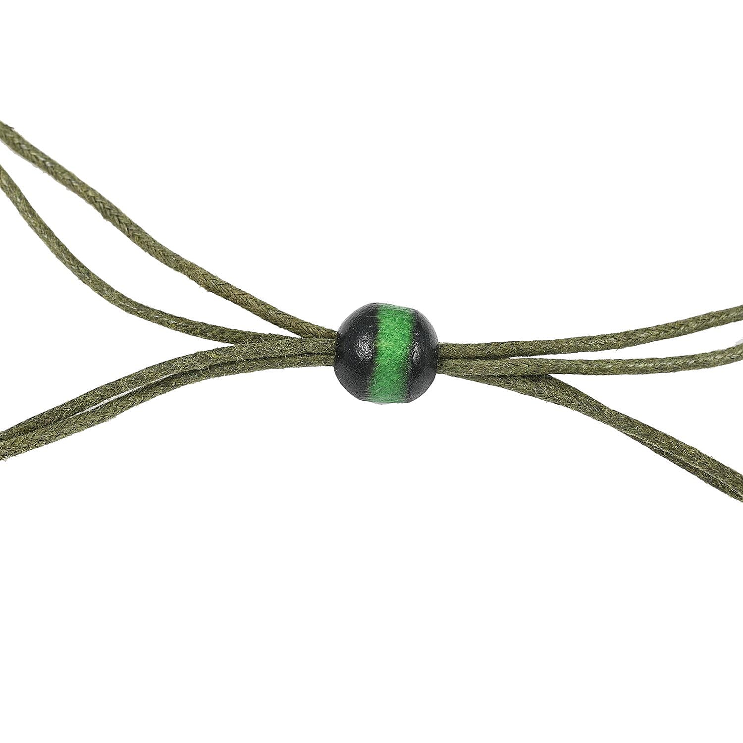 Green Color Wooden Beaded Adjustable Necklace 25-32 Inches