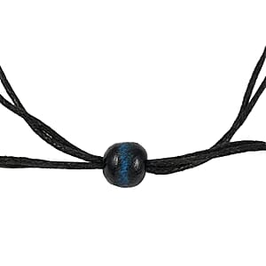 Blue Color Wooden Beaded Adjustable Necklace 25-32 Inches