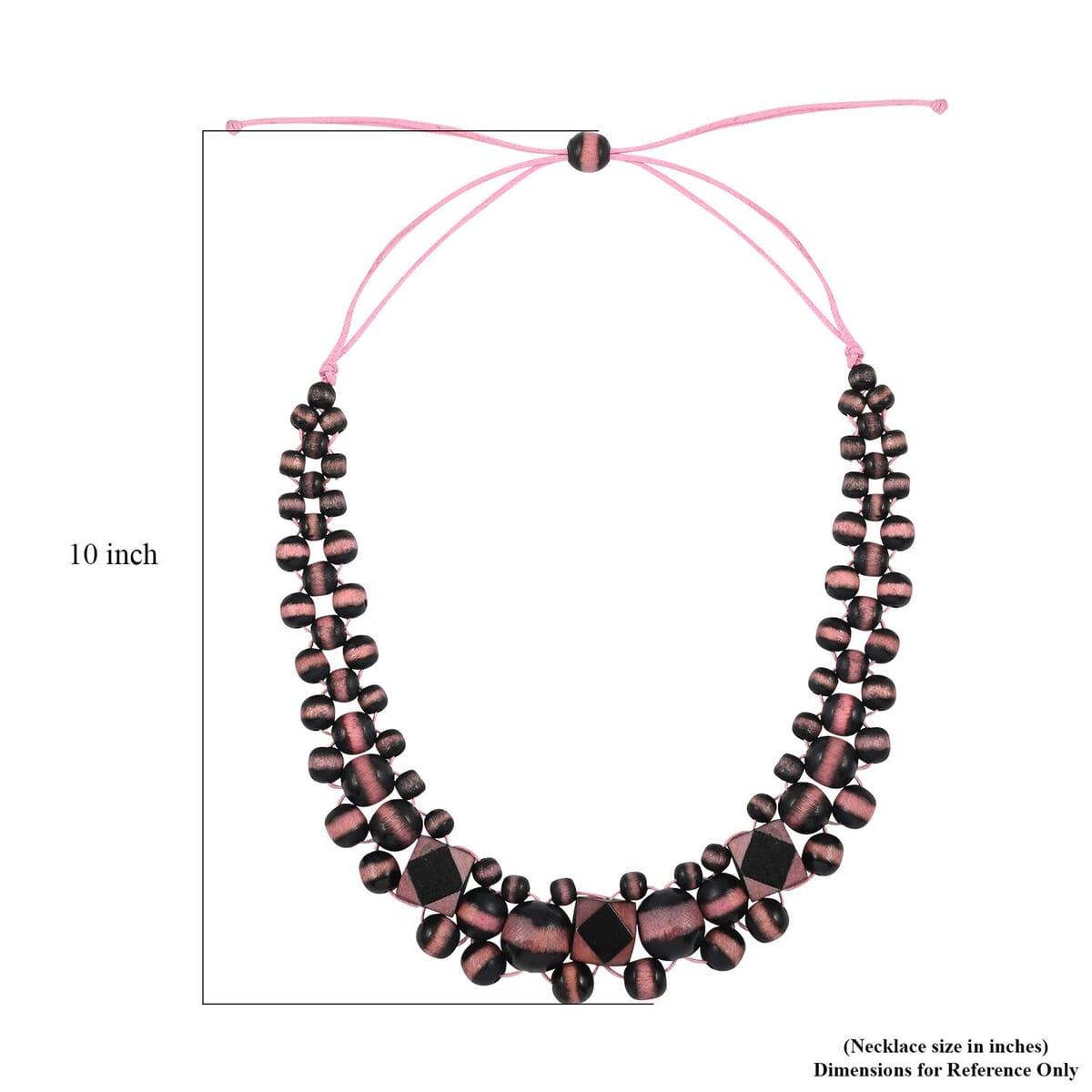 Pink Color Wooden Beaded Adjustable Necklace 25-32 Inches image number 4