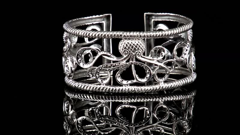 Bali Legacy Sterling Silver Octopus Cuff Bracelet (7.50 In) 34.70 Grams