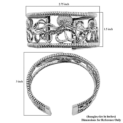 Bali Legacy Sterling Silver Octopus Cuff Bracelet (7.50 In) 34.70 Grams