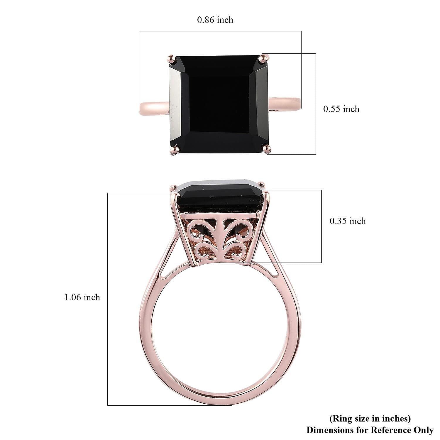 Asscher Cut Thai Black Spinel Solitaire Ring in Vermeil Rose Gold Over Sterling Silver (Size 10.0) 11.00 ctw