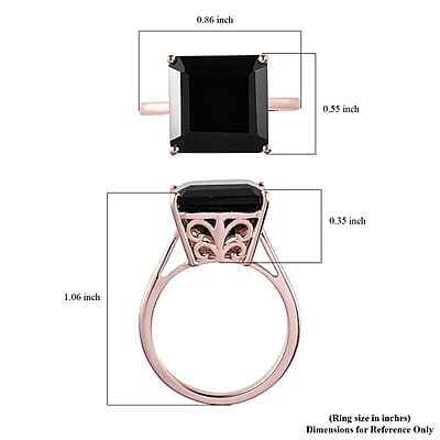 Asscher Cut Thai Black Spinel Solitaire Ring in Vermeil Rose Gold Over Sterling Silver (Size 10.0) 11.00 ctw
