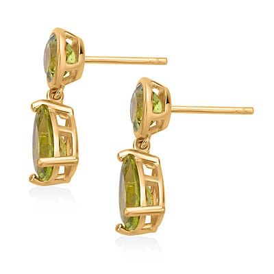 Premium Peridot Drop Earrings in Vermeil Yellow Gold Over Sterling Silver 5.75 ctw