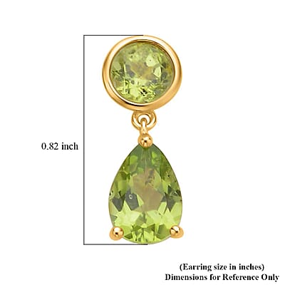 Premium Peridot Drop Earrings in Vermeil Yellow Gold Over Sterling Silver 5.75 ctw