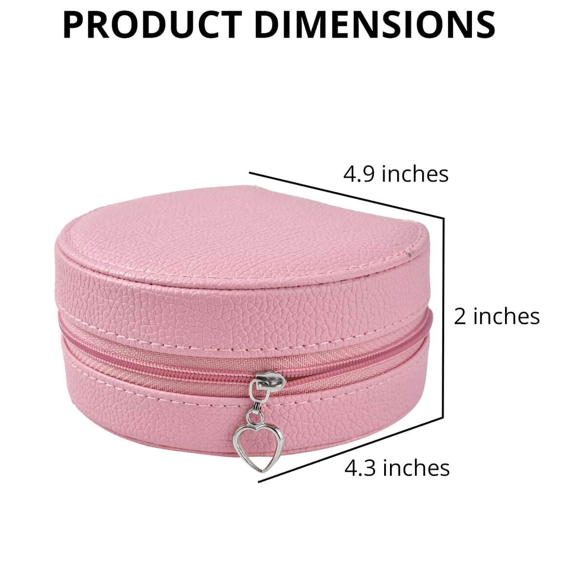 Pink Double Layer Faux Leather Jewelry Box with Zipper (4.9"x4.3"x2") image number 4