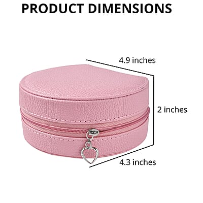 Pink Double Layer Faux Leather Jewelry Box with Zipper