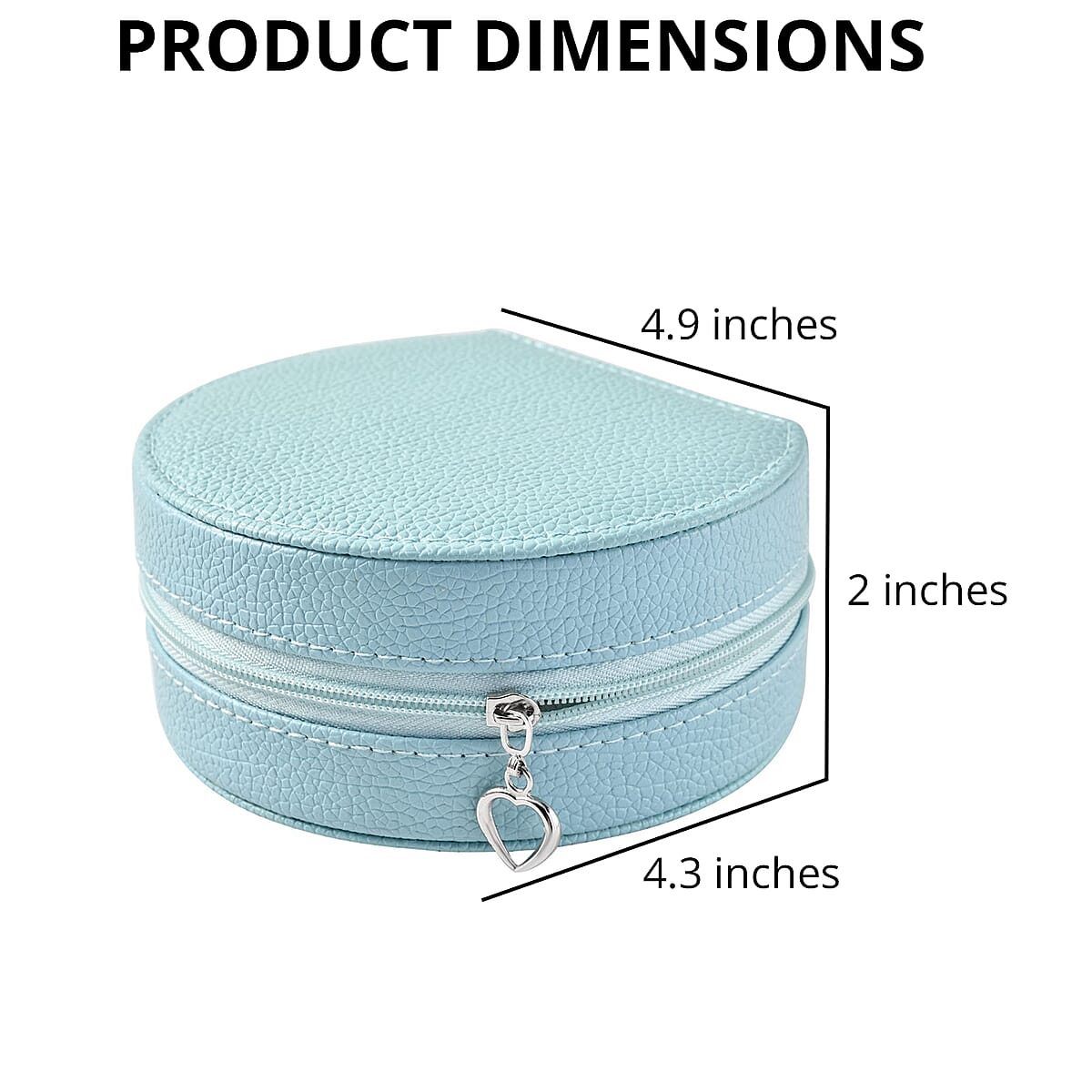 Blue Double Layer Faux Leather Jewelry Box with Zipper image number 4