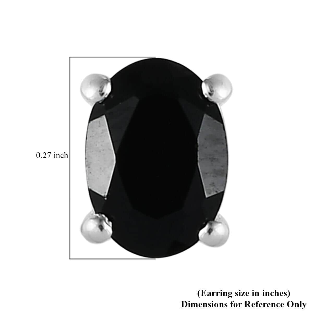 Natural Thai Black Spinel Oval Shape Stud Earrings in Sterling Silver 2.75 ctw image number 4