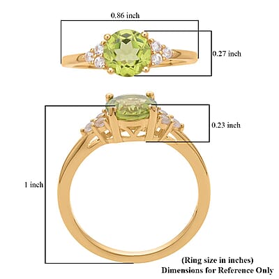 Premium Peridot and White Zircon Ring in Vermeil Yellow Gold Over Sterling Silver (Size 10.0) 1.75 ctw