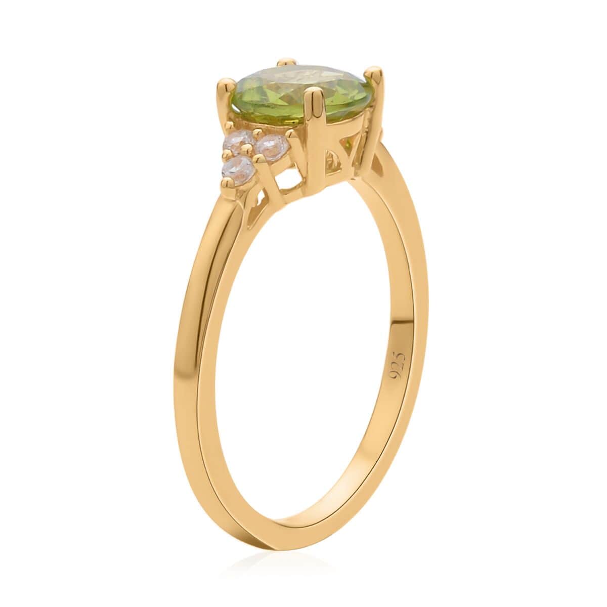 Premium Peridot and White Zircon Ring in Vermeil Yellow Gold Over Sterling Silver (Size 8.0) 1.75 ctw image number 3