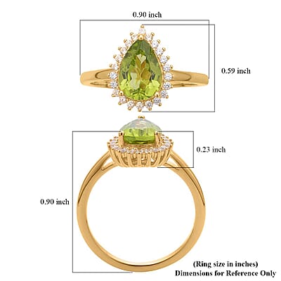 Premium Peridot and White Zircon Halo Ring in Vermeil YG Over Sterling Silver (Size 10.0) 2.25 ctw