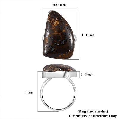 Artisan Crafted Natural Australian Boulder Opal Solitaire Ring in Sterling Silver (Size 10.0) 24.35 ctw