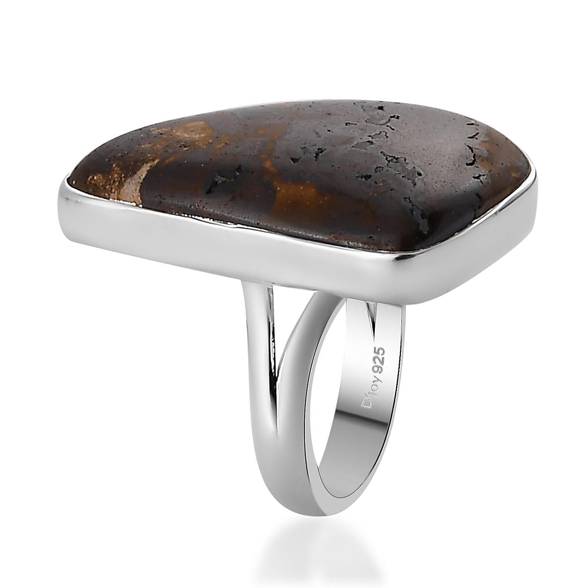 Artisan Crafted Natural Australian Boulder Opal Solitaire Ring in Sterling Silver (Size 6.0) 24.35 ctw image number 3