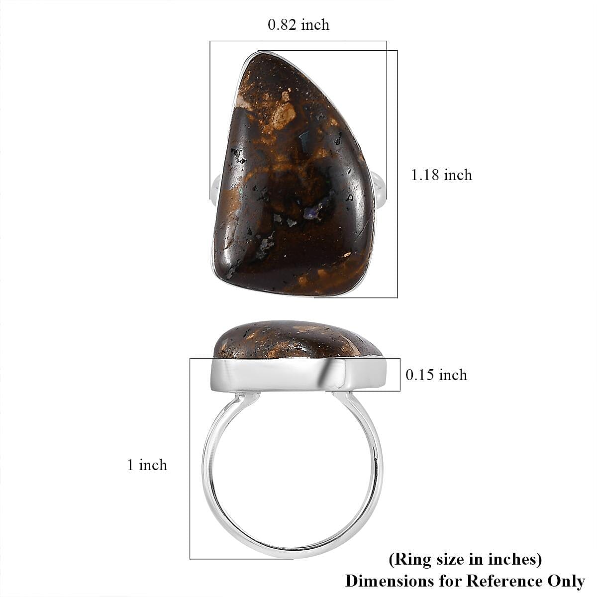 Artisan Crafted Natural Australian Boulder Opal Solitaire Ring in Sterling Silver (Size 6.0) 24.35 ctw image number 5