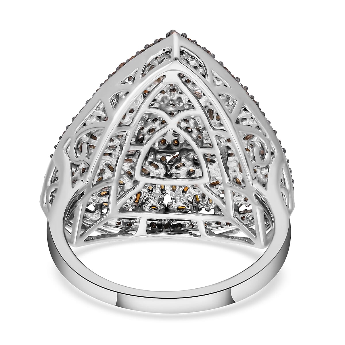 Red Diamond Triangle Shape Ring in Rhodium and Platinum Over Sterling Silver (Size 9.0) 1.50 ctw image number 4