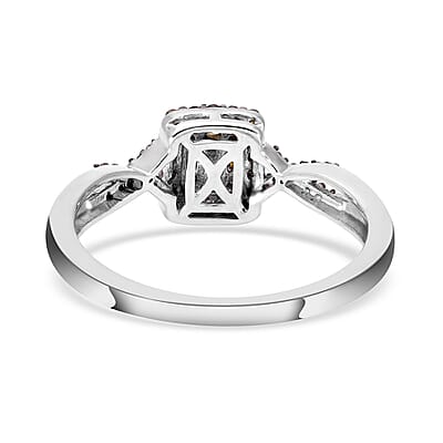 Red Diamond Split Shank Ring in Rhodium and Platinum Over Sterling Silver (Size 10.0) 0.33 ctw
