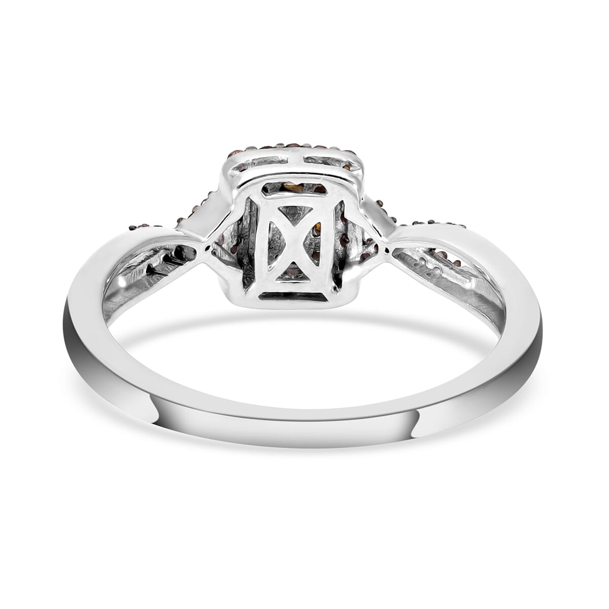 Red Diamond Split Shank Ring in Rhodium and Platinum Over Sterling Silver (Size 6.0) 0.33 ctw image number 4