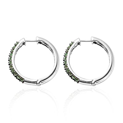 Merelani Mint Garnet Hoop Earrings in Platinum Over Sterling Silver 1.85 ctw