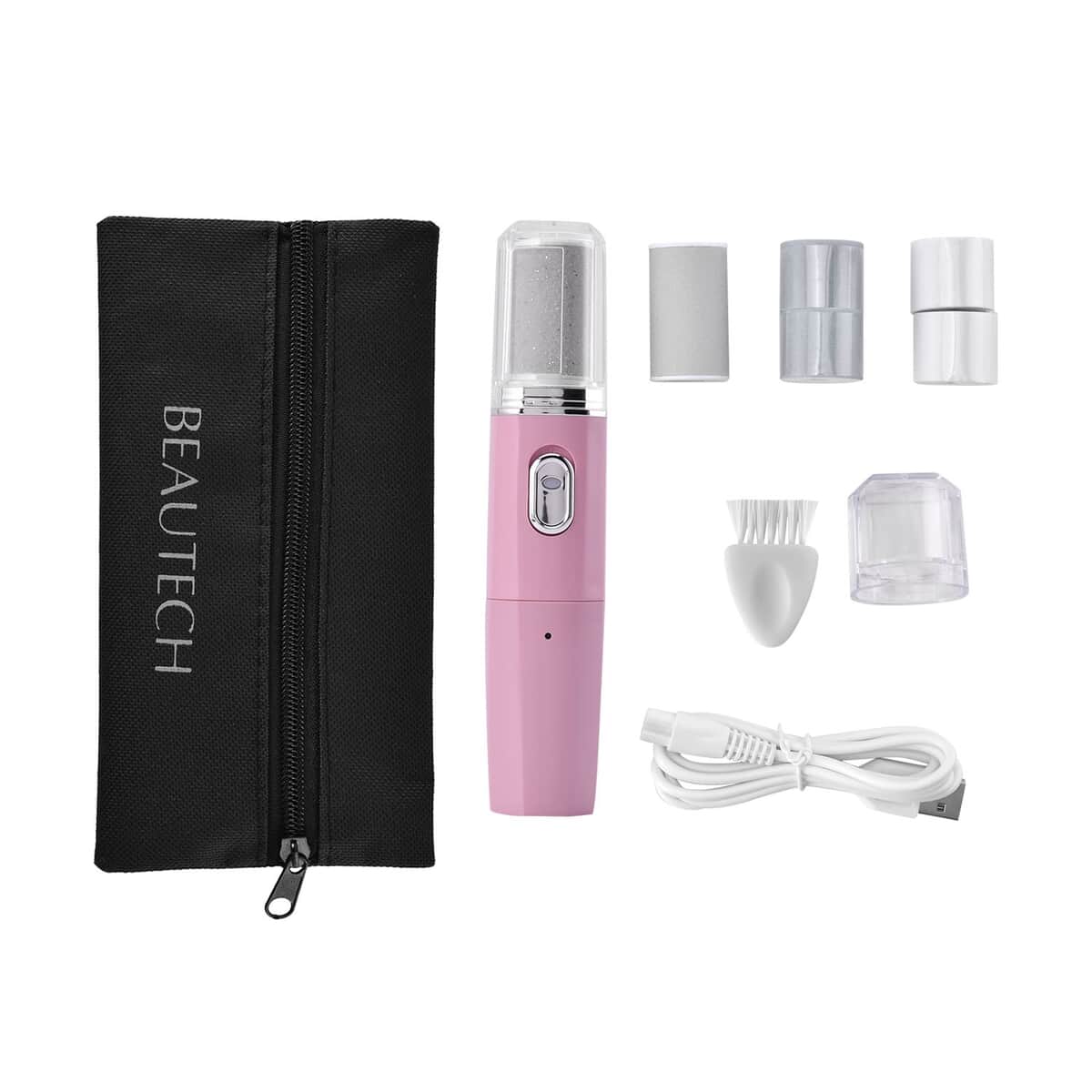 Beautech 4-in-1 Pink Electric Nail Filer & Foot Care Set with Velvet Storage Bag image number 0