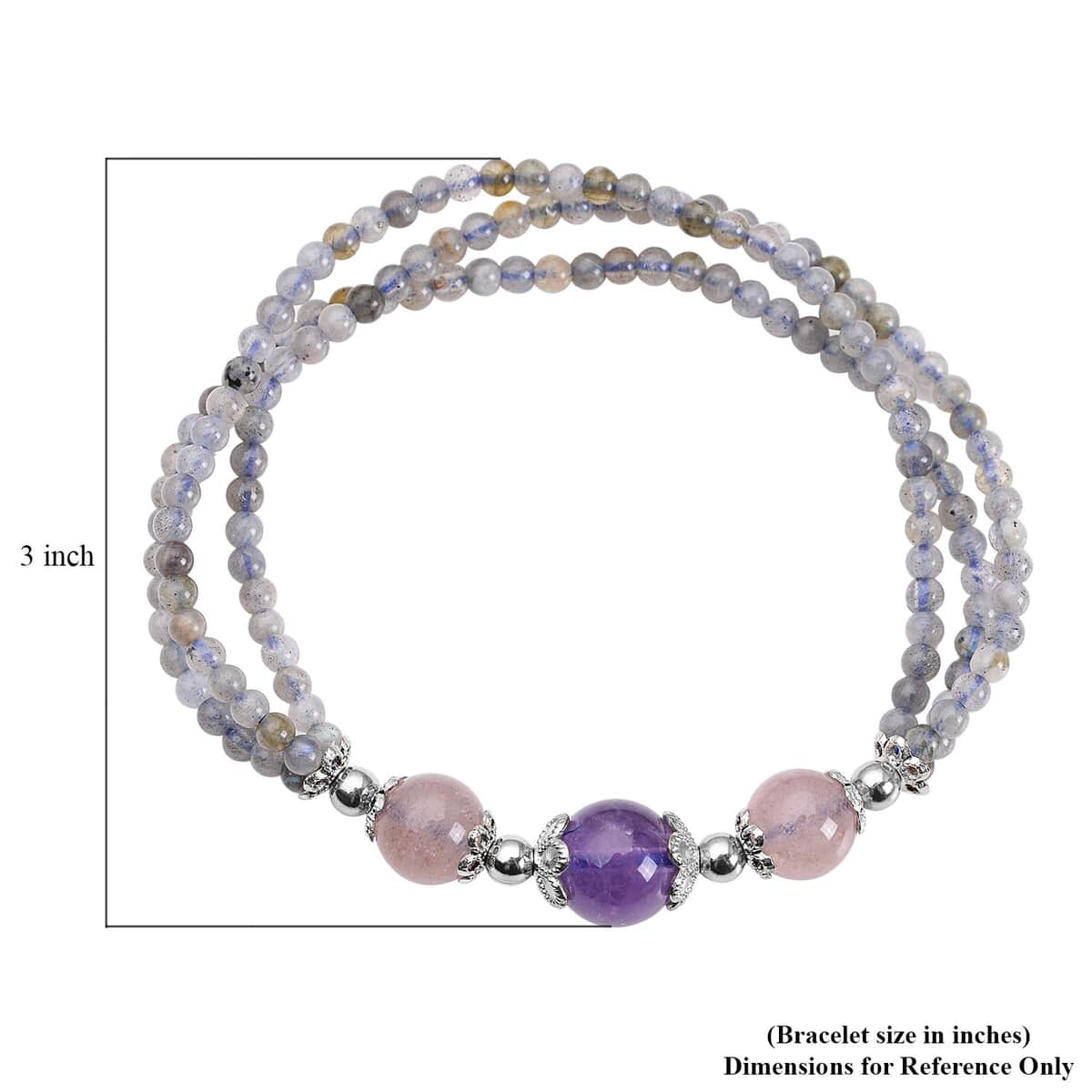 Multi Gemstone Beaded Stretchable Two Row Bracelet 41.00 ctw image number 5