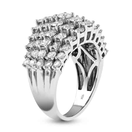 NY Closeout 10K White Gold G-H I1 Diamond Cluster Ring (Size 7.0) 7.50 Grams 3.00 ctw image number 3