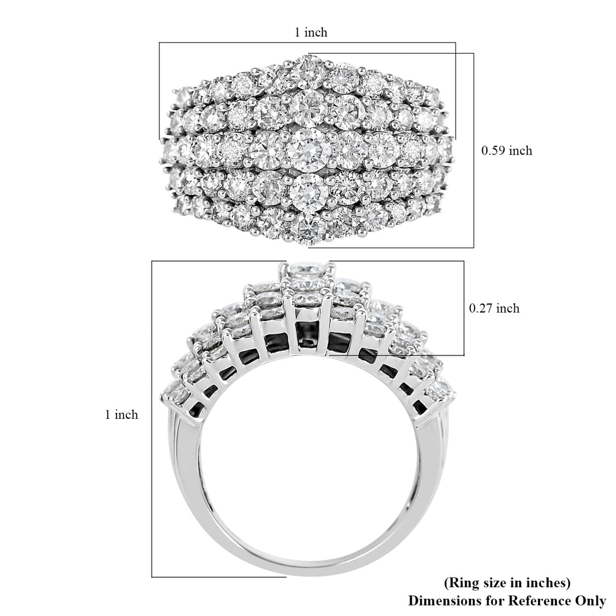 NY Closeout 10K White Gold G-H I1 Diamond Cluster Ring (Size 7.0) 7.50 Grams 3.00 ctw image number 5