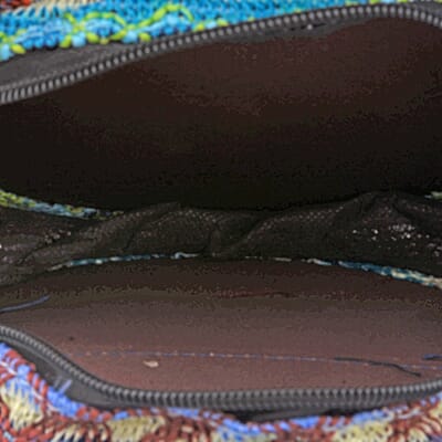 Thailand Designer Closeout, Royal Siamese Handmade Embroidery Blue Faux Leather Mini Bag