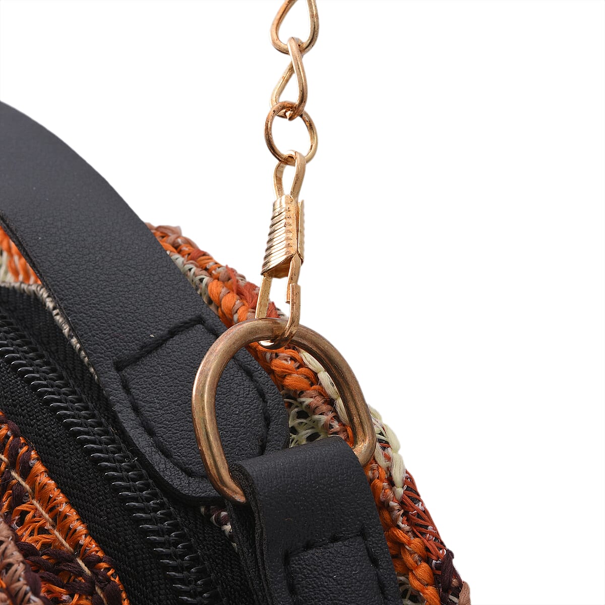 Thailand Designer Closeout, Royal Siamese Handmade Embroidery Orange Faux Leather Mini Bag image number 4